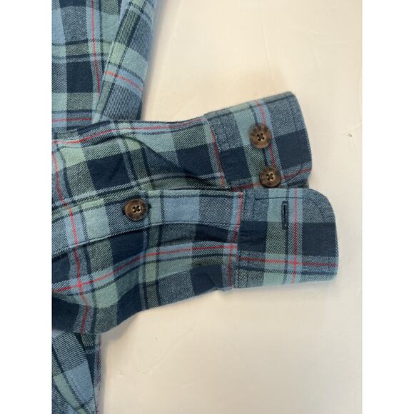 Duluth Trading Co Blue Plaid Soft Cotton Flannel Shirt Men's med - Picture 10 of 10